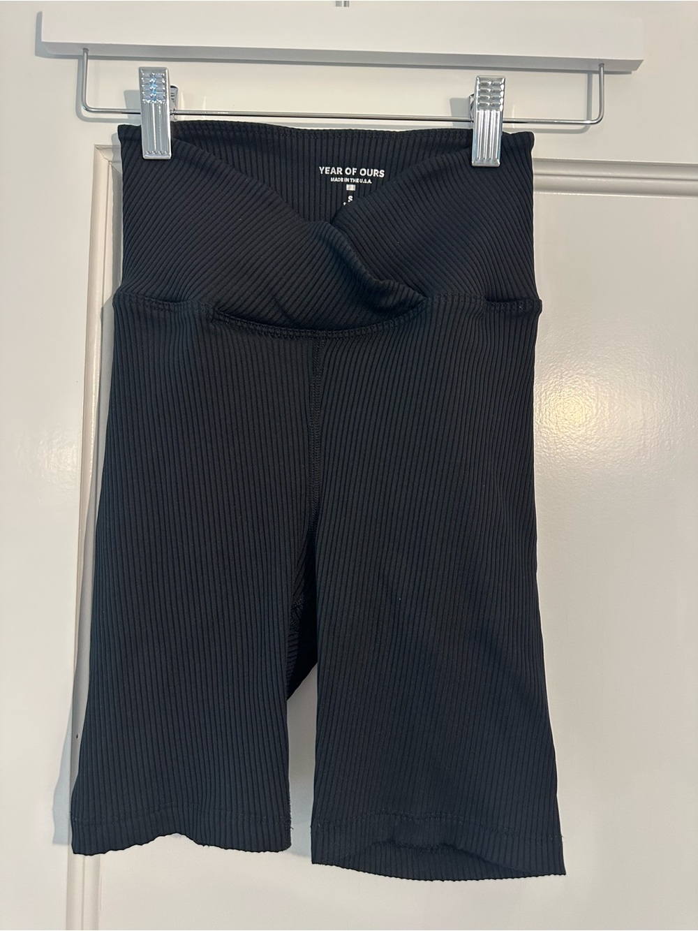 Year of Ours Black Ribbed High-Waist Bike Shorts